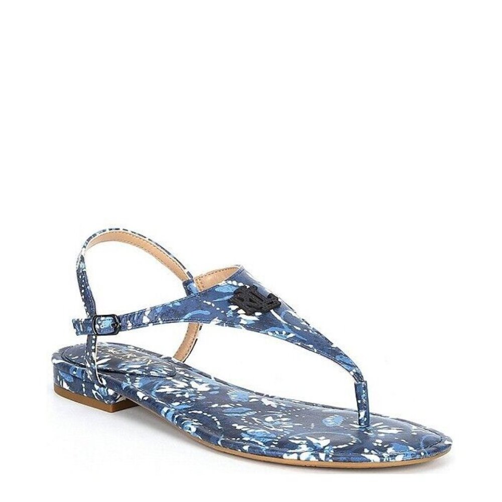 Ralph Lauren Ellington Blue Floral Thong Sandals Women's Size 9 NWOB Summer - Picture 2 of 9